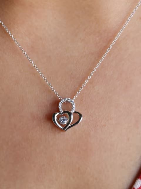 Dual Heart Silver Necklace