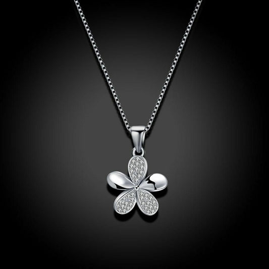 Zircon flower Silver Necklace