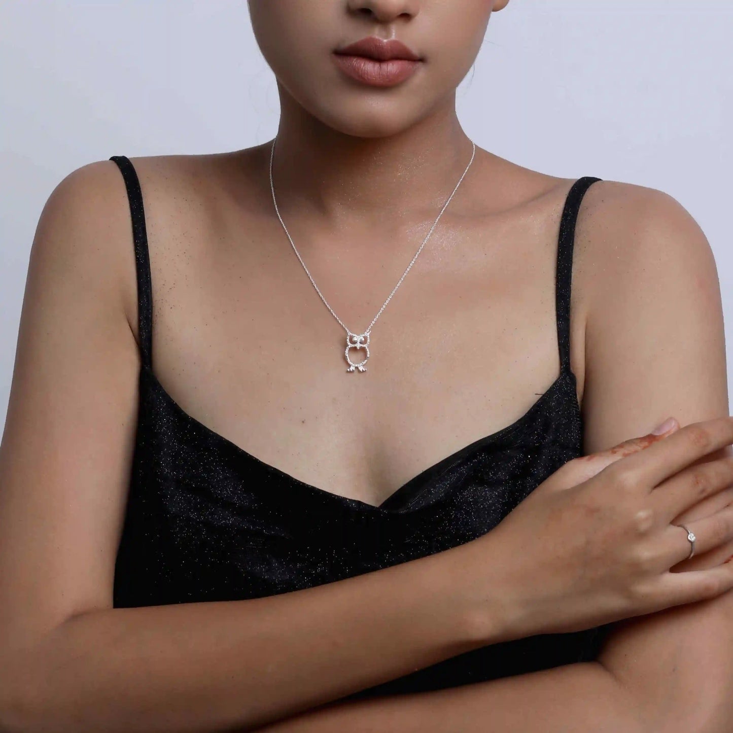 Charming Owl Pure Silver Necklace