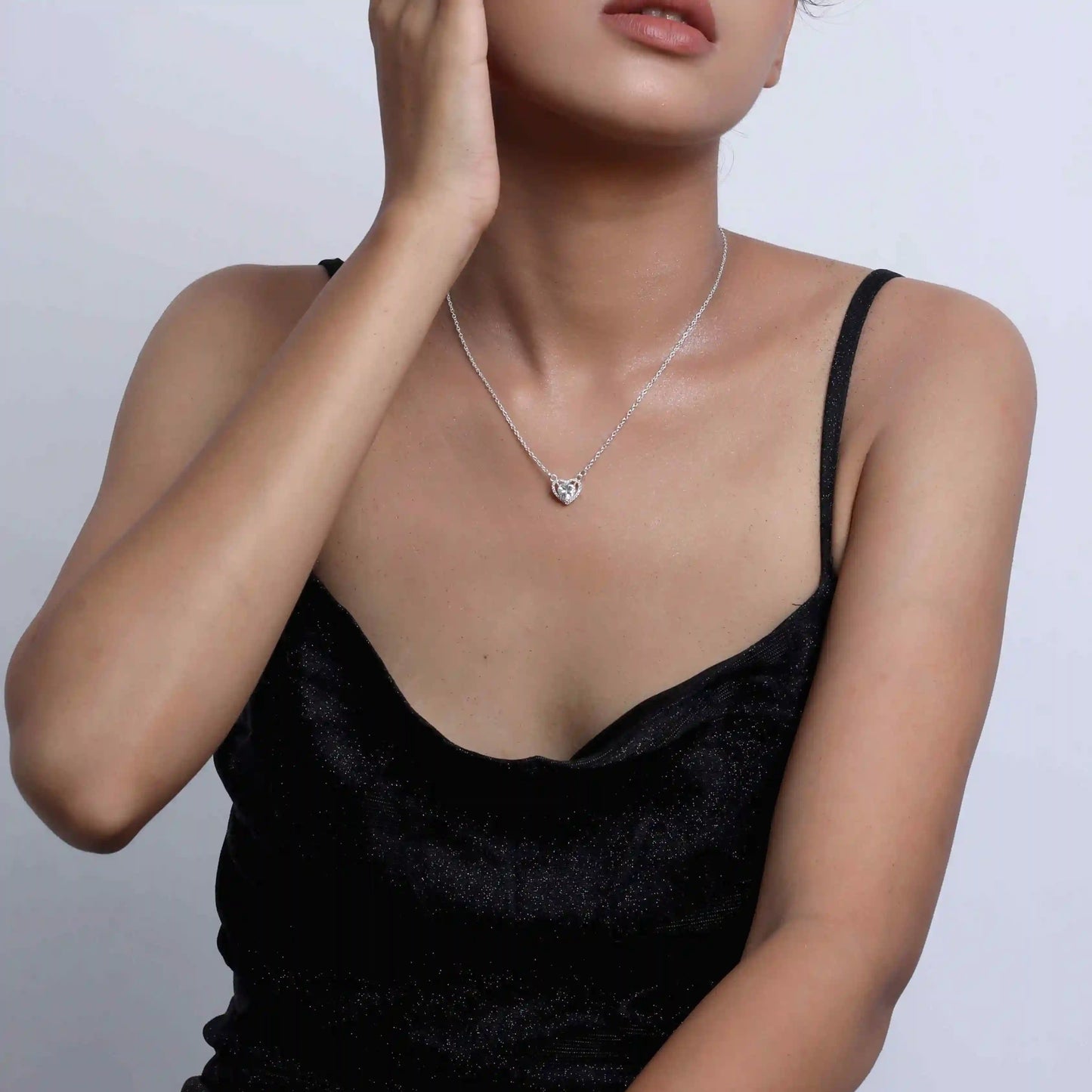 Heart Solitaire Silver Necklace