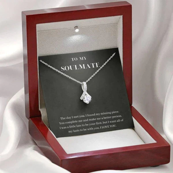 Exceptional Gift for Your Beautiful Soulmate - Ribbon Love Necklace
