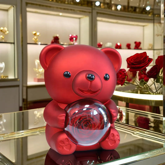 Teddy Box with Cute 925 Silver Necklace