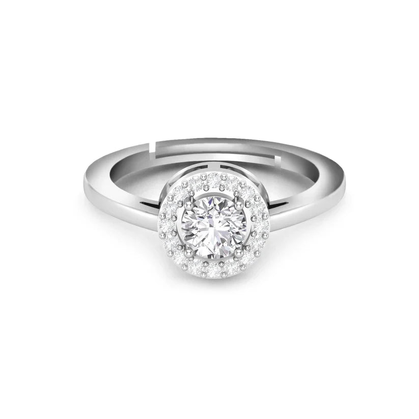Halo Solitaire Ring - 925 Silver
