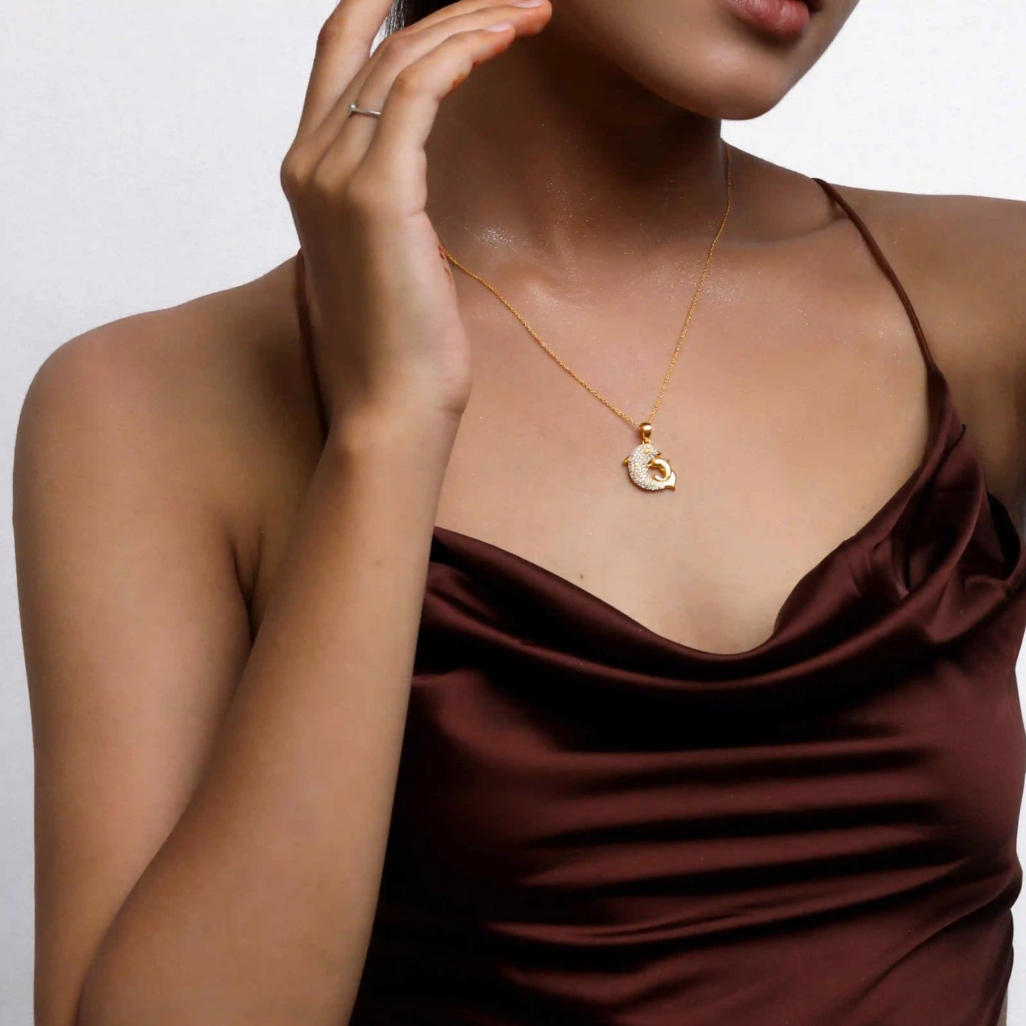 Dual Dolphin Silver Necklace