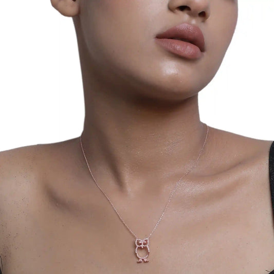 Charming Owl Pure Silver Necklace