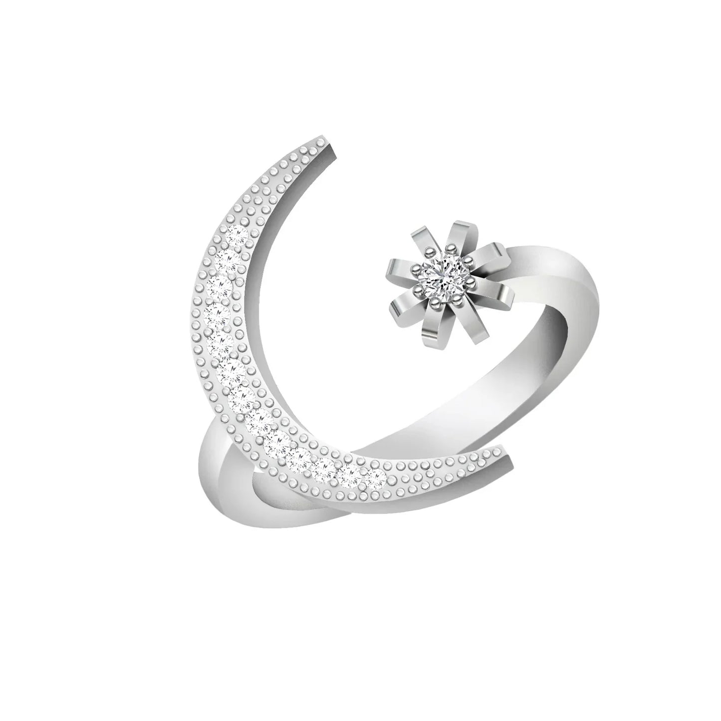 Crescent Moon Ring - 925 Silver