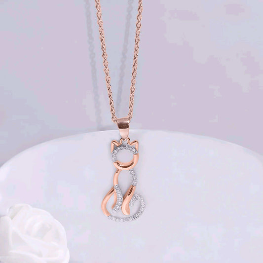 Charming Cat Silver Necklace