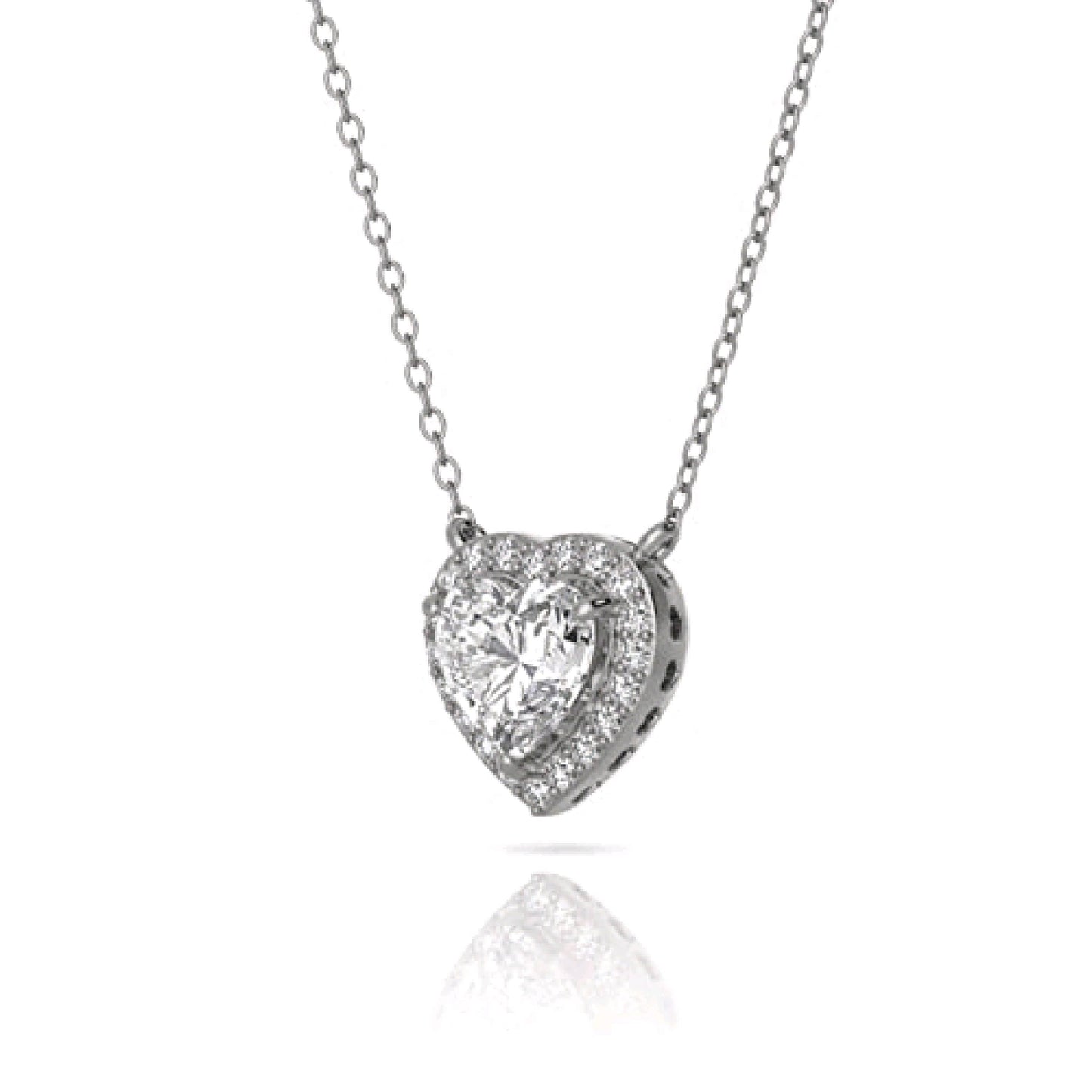 Seolfor 925 Sterling Silver Heart Solitaire Necklace - Seolfor