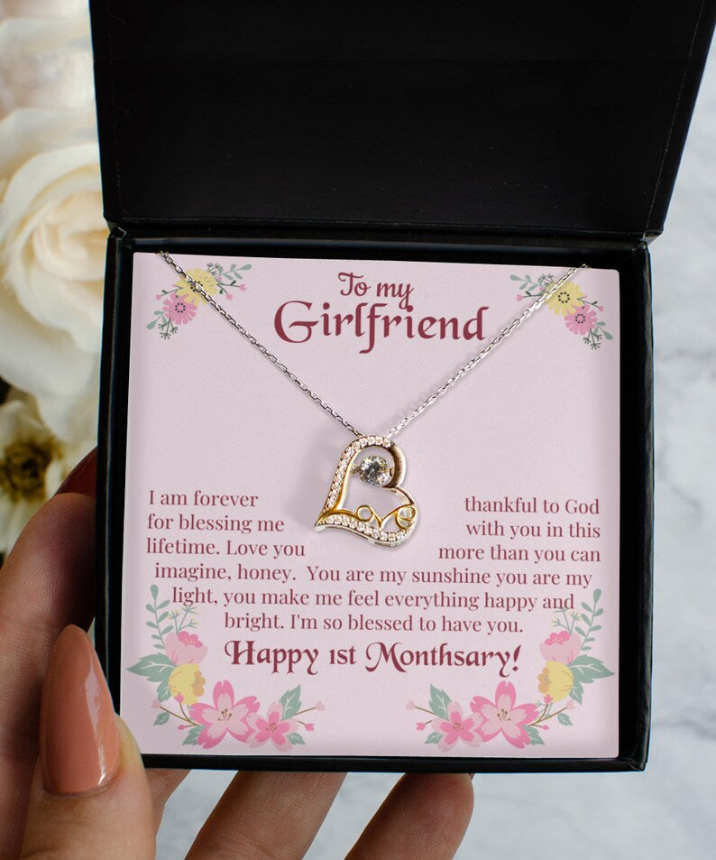 Beautiful 1st Month Anniversary Gift for Girlfriend - Love Heart Necklace