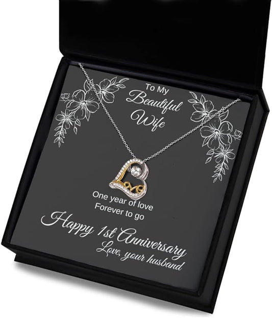 Beautiful Present For My Lovely Wife - Love Heart Necklace