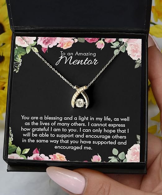 Amazing Gift To Amazing Mentor - Wishbone Necklace