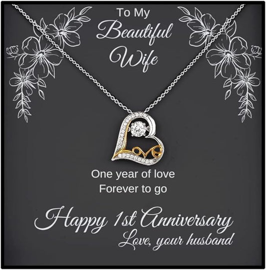 Beautiful Present For My Lovely Wife - Love Heart Necklace