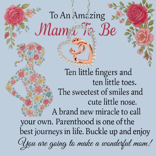 Unique Gift for Mom to be - Mom & Baby Pure Silver Necklace Gift Set