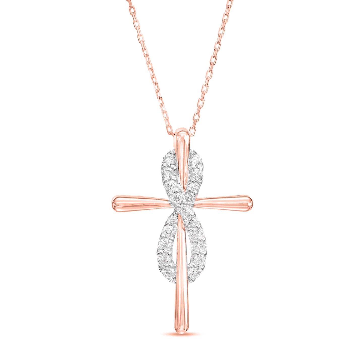Cross Infinity Cubic Zirconia 925 Silver Necklace