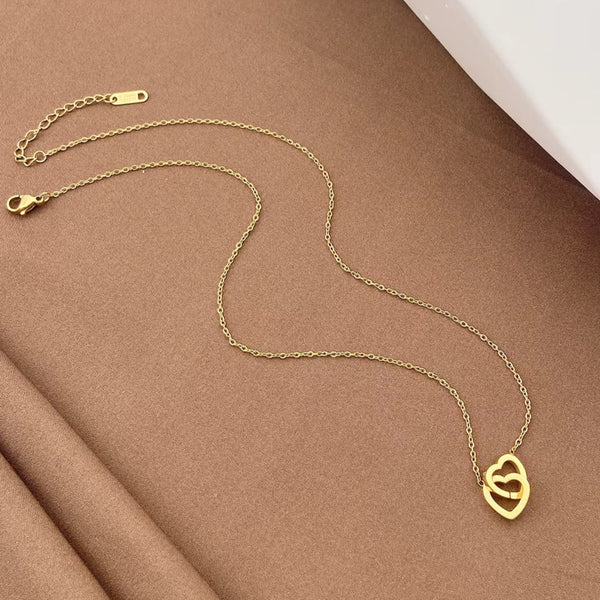 Teddy Box with Dual Heart Silver Necklace With Gold Plated
