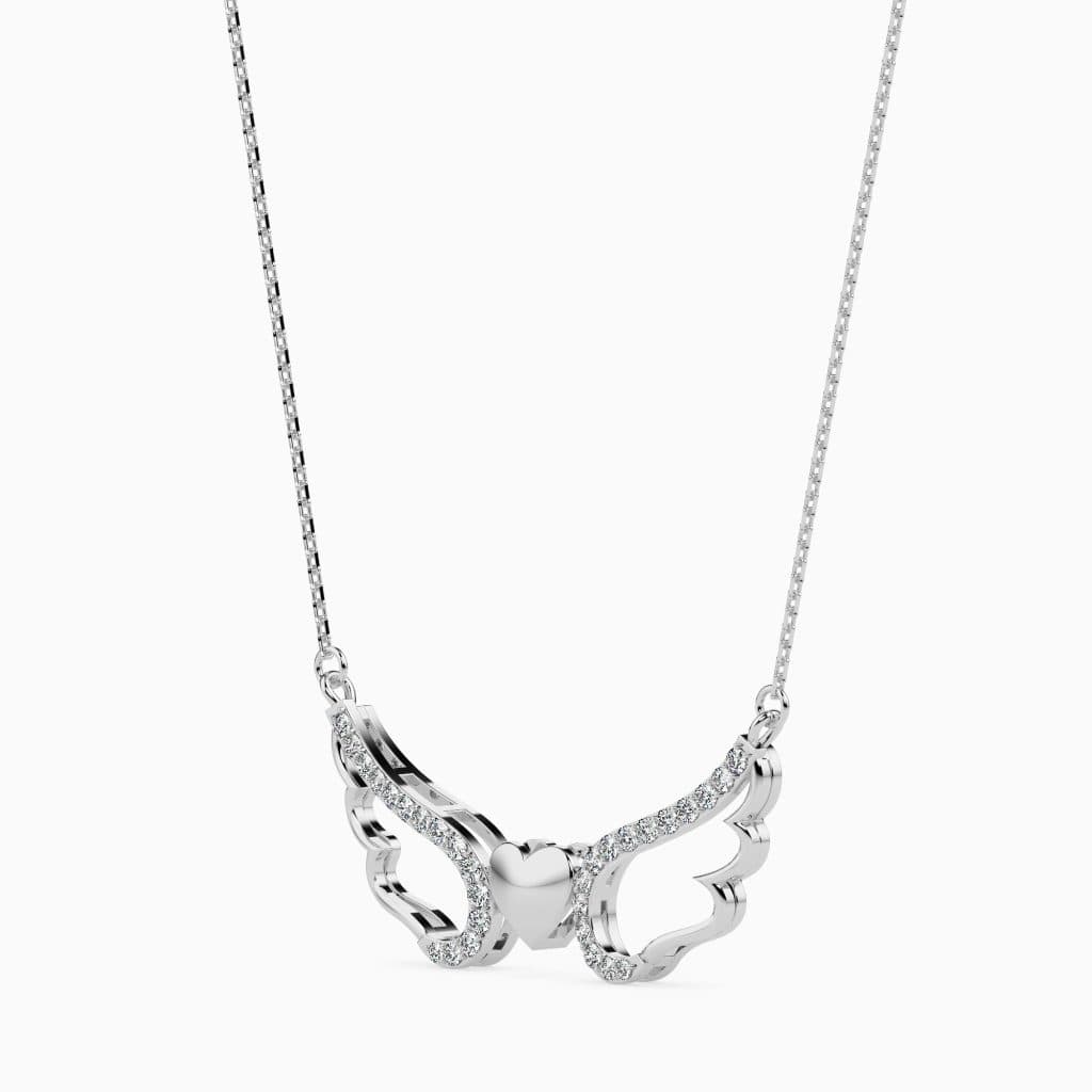 Flying Wings of Heart Pure Silver Necklace