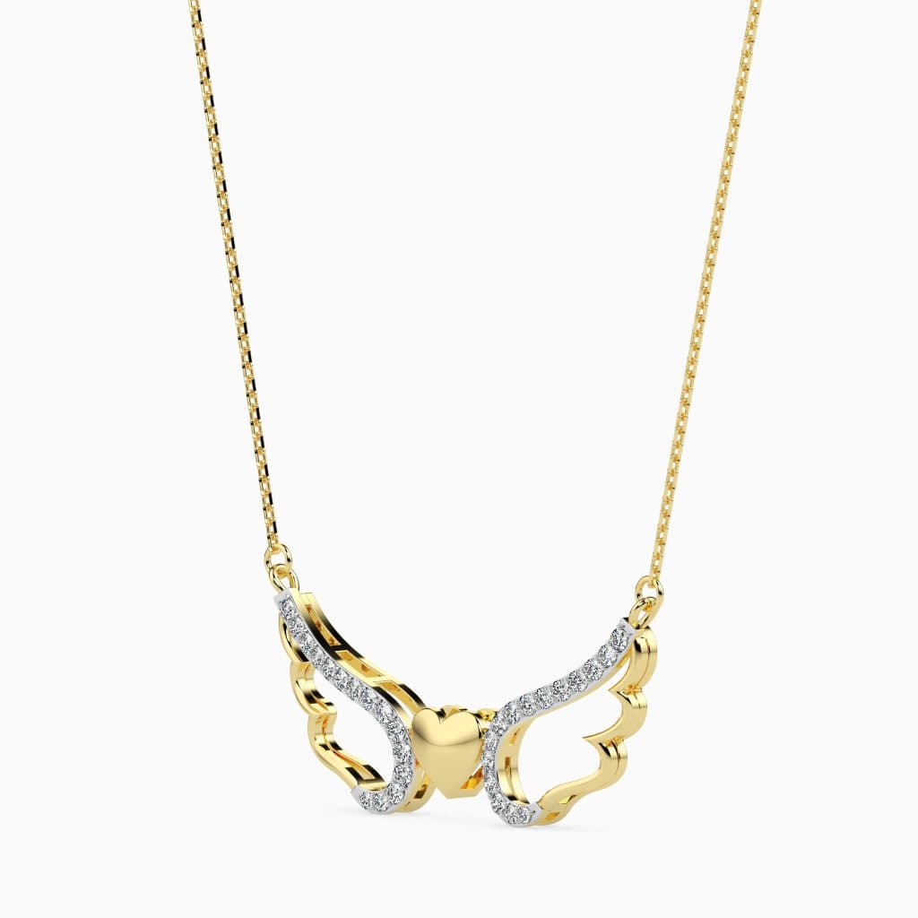 Flying Wings of Heart Pure Silver Necklace