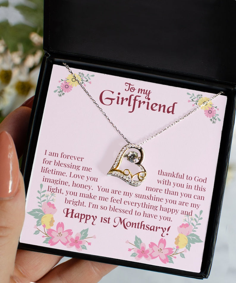 Beautiful 1st Month Anniversary Gift for Girlfriend - Love Heart Necklace
