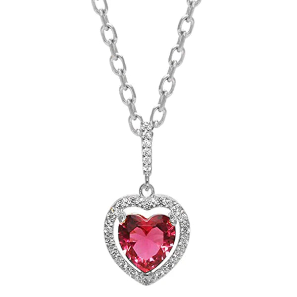 Teddy Box with Crimson Heart Silver Necklace