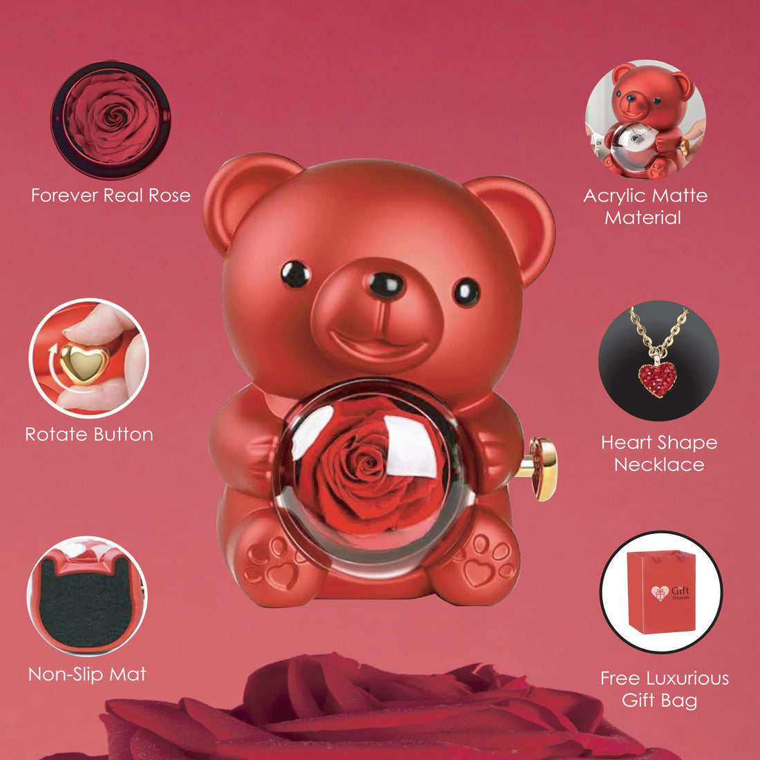 Teddy Box with Cute 925 Silver Necklace