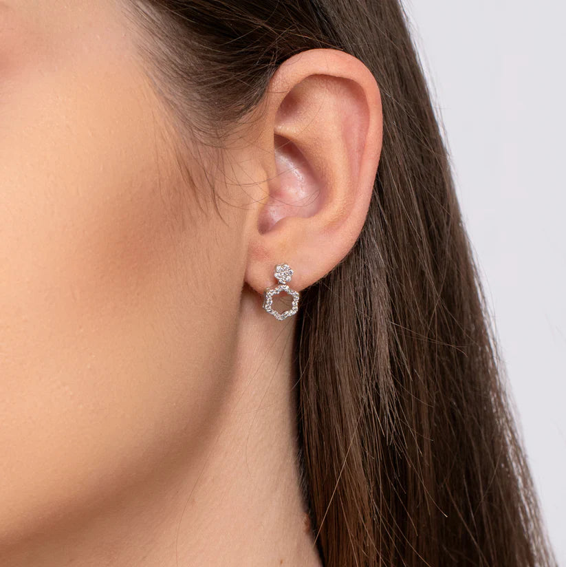 3-in-1 Flower Stud Earrings - 925 Silver