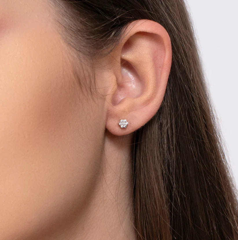 3-in-1 Flower Stud Earrings - 925 Silver