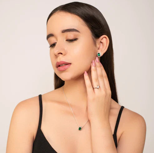 Emerald Necklace - 925 Silver