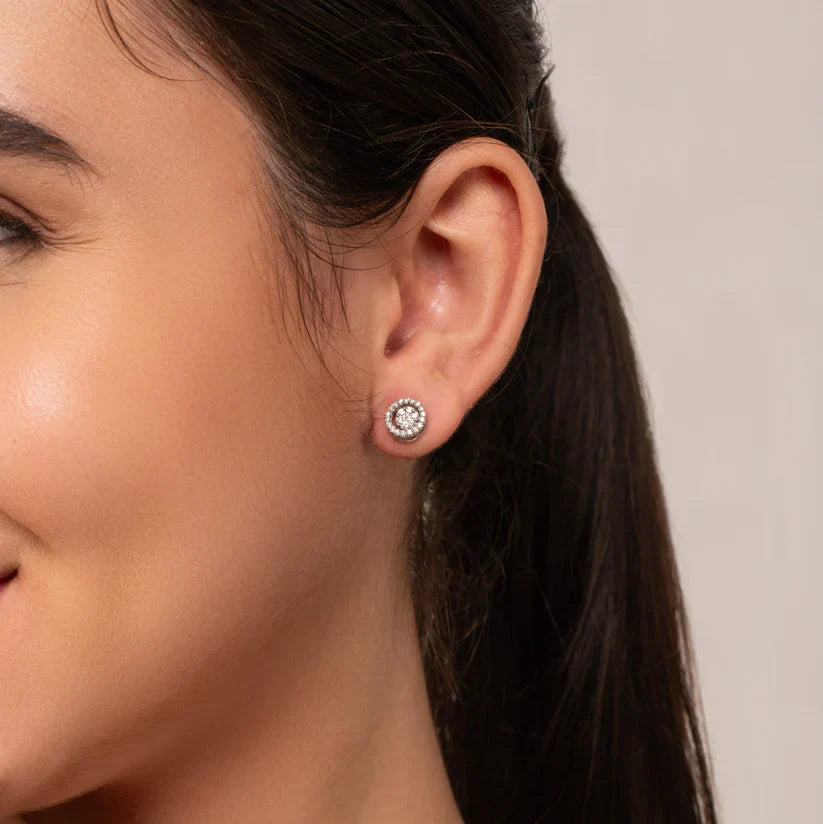 3-in-1 Round Stud Earrings - 925 Silver