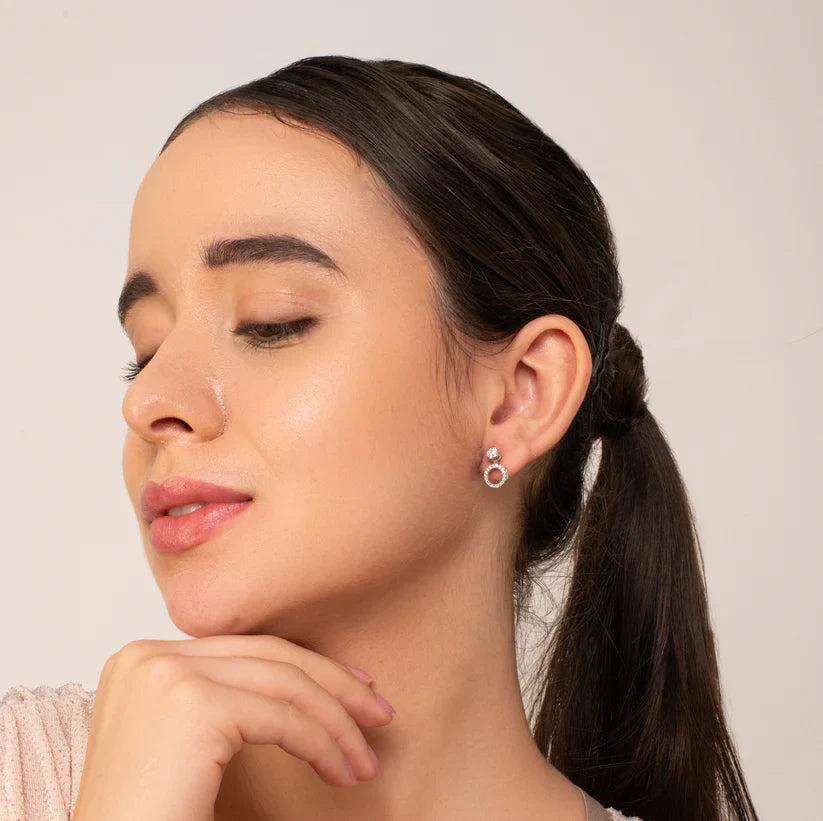 3-in-1 Round Stud Earrings - 925 Silver