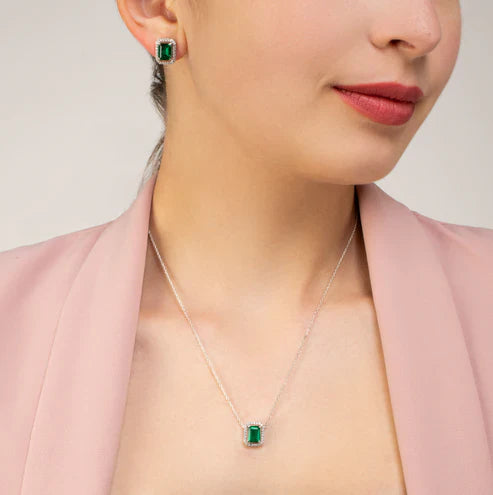 Emerald Necklace - 925 Silver