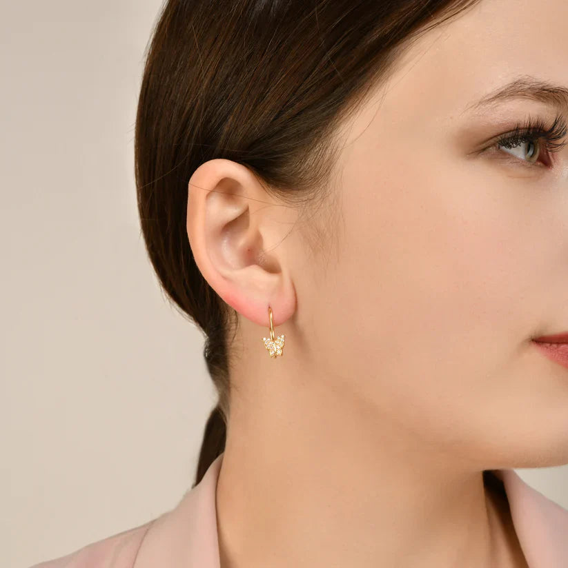 Butterfly Drop Earrings - 925 Silver