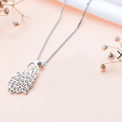 Charming Peacock 925 Silver Necklace