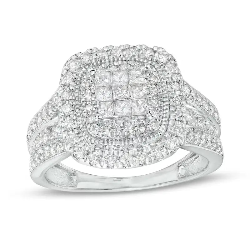 Princess Cut Shank Proposal 925 Silver Ring - Adjustable Size