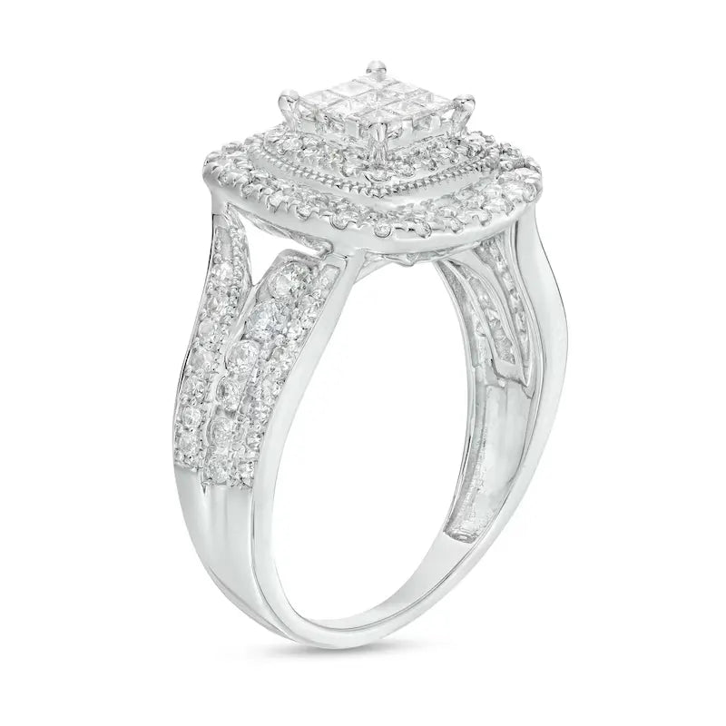 Princess Cut Shank Proposal 925 Silver Ring - Adjustable Size
