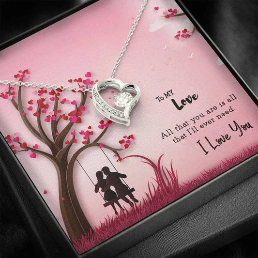 Special Gift For Your Love - Pure Silver Heart Necklace Gift Set