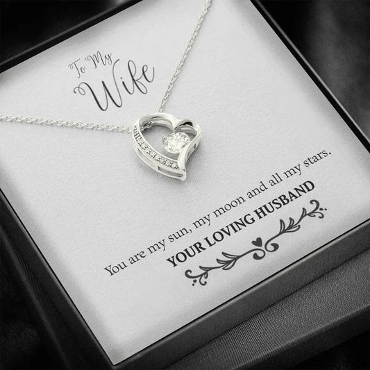 To My Wife - My Sun, Moon and Stars - Pure Silver Necklace Gift Set