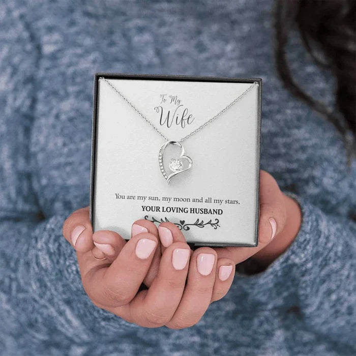 To My Wife - My Sun, Moon and Stars - Pure Silver Necklace Gift Set