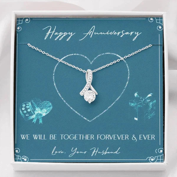 Elegant Anniversary Gift For Wife & Girlfriend - Ribbon Love Necklace