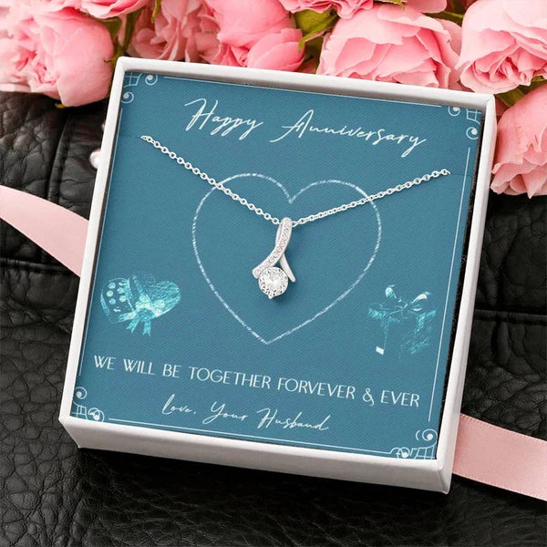 Elegant Anniversary Gift For Wife & Girlfriend - Ribbon Love Necklace