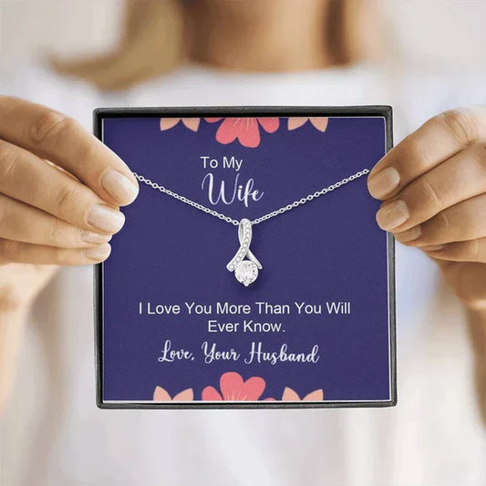 Perfect Surprise Gift For Wife - Ribbon Love Necklace