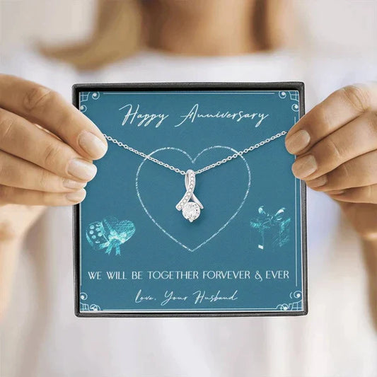 Elegant Anniversary Gift For Wife & Girlfriend - Ribbon Love Necklace
