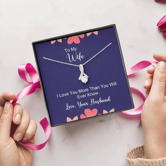 Perfect Surprise Gift For Wife - Ribbon Love Necklace