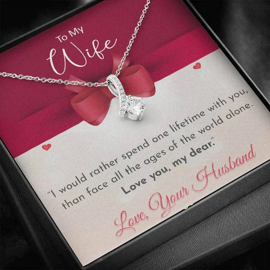 Beautiful Surprise Gift For Wife - Ribbon Love Silver Necklace