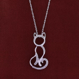 Charming Cat Silver Necklace