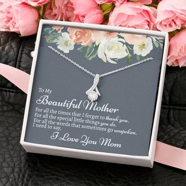Lovely Beautiful Gift For Mother - Ribbon Love Necklace