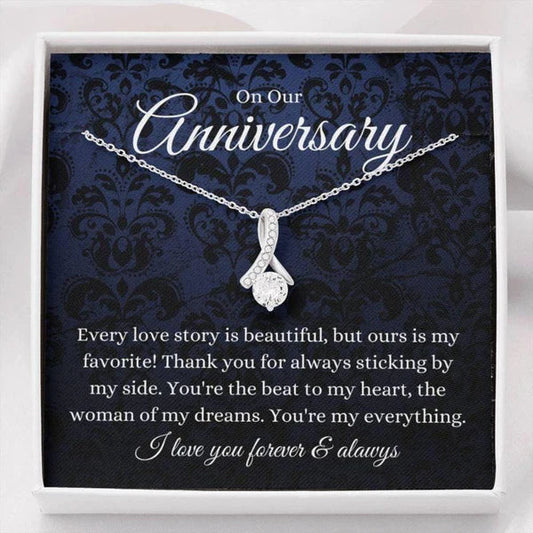 Precious Anniversary Gift For Wife & Girlfriend - Ribbon Love Necklace